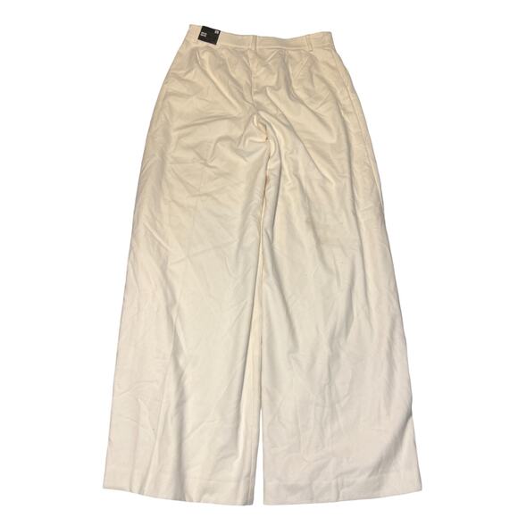 NWT Express Wide Leg High Rise Pants Ivory Chevron Women's Size 12R Lined Casual - Picture 3 of 9